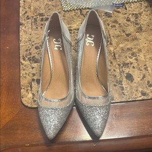 Elegant Silver Glitter Heels